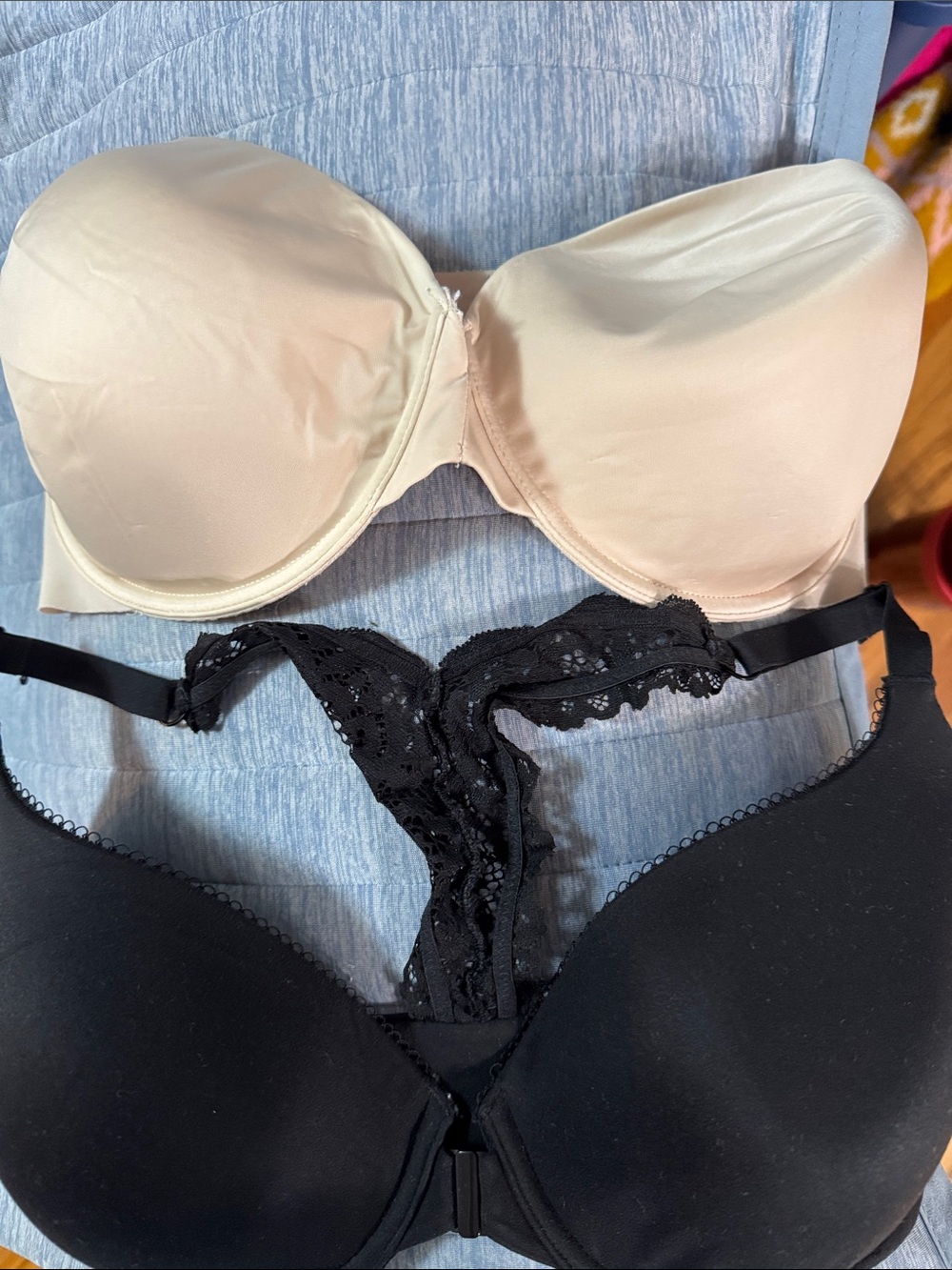Victoria's Secret Nude and Black Convertible Strapless Bra Set